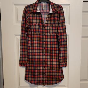 RnB boutique soft flannel button-down shirt-dress